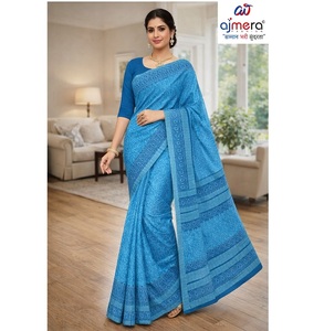Elegantes Saris de Algodón Suti para Mujer, Lujosos y Cómodos, Estilo Tradicional Clásico, para Fiestas, Oficina, Uso Casual, Todas las Temporadas, Protección Solar - Product Image 3