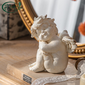 รูปปั้นนางฟ้าสไตล์อเมริกันเรโทร ทำจากเรซิ่น งานแฮนด์เมด ตกแต่งทางเข้าบ้านสไตล์ชิคเก๋ - Product Image 1