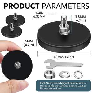 <span class=keywords><strong>Support</strong></span> de <span class=keywords><strong>plaque</strong></span> d'<span class=keywords><strong>immatriculation</strong></span> magnétique avec aimants recouverts de caoutchouc, base ronde, barre plate, caméra, goujons filetés pour véhicule, éclairage de roche - Product Image 2