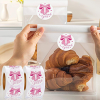 Offre Spéciale : Étiquettes Adhésives Roses avec Nœud « Merci » pour Petites Entreprises – Commande Minimum 500 Pièces
