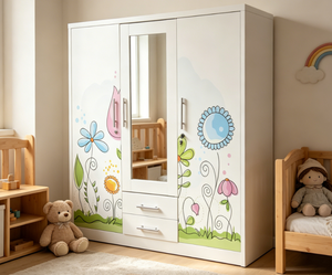 <span class=keywords><strong>Armadio</strong></span> a 3 ante per neonati, mobile in acciaio autoportante, guardaroba moderno per camera da letto - Vendita all'ingrosso - Product Image 2