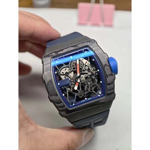3501 Top-quality Carbon Fiber Material Sapphire Crystal Black Rubber Strap Unisex Wristwatch <b>Automatic</b> Mechanical Hollow 20mm - Product Image 1