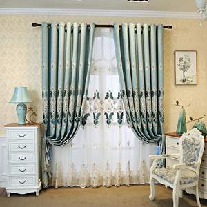 على الطراز الأوروبي على الوجهين الشنيل المخملية مطرزة ستائر شاش الأزهار ستائر غرفة نوم لغرفة المعيشة - Product Image 2