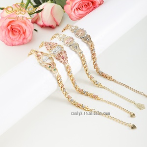 Prachtige Massief 14K Gold High Polish <span class=keywords><strong>2</strong></span> Tone Rose/Roze & Geel Wit Rhodium Lady Guadalupe Religieuze Maagd mary Armband - Product Image 2