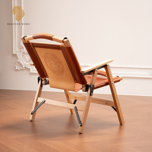 Stile italiano Vintage danese progettato <span class=keywords><strong>in</strong></span> <span class=keywords><strong>legno</strong></span> massello sedia <span class=keywords><strong>in</strong></span> pelle <span class=keywords><strong>con</strong></span> bracciolo ristorante sedia da campeggio per tavolo Cafe - Product Image 2