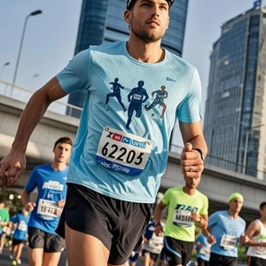 Camiseta Personalizada de Manga Corta para Maratón, Cuello Redondo, 280g, 100% Algodón, Talla Grande, Transpirable, Multifuncional, para Verano - Product Image 1