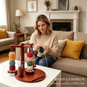 Soporte de madera para bobinas de hilo con forma de pata de gato de 11 pulgadas, organizador de escritorio para artículos de manualidades - Product Image 2