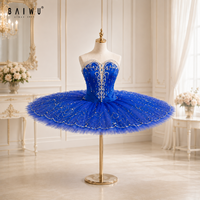 Tutu de ballet classique bleu royal personnalisé Baiwu avec strass pour spectacle sur scène