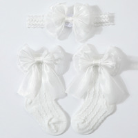Ensemble chaussettes et bandeau pour bébé style princesse jacquard tricoté antidérapant pour enfants européens et américains, 0-18 mois, cadeau pour bébé