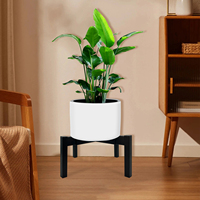 Fit 10 à 16 pouces Pot de plante noir support de plante en métal réglable robuste pour intérieur extérieur