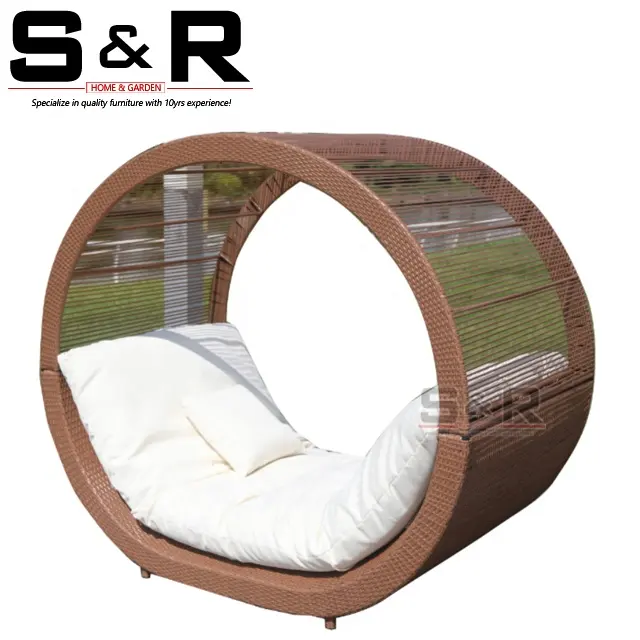 Sofá cama redonda de mimbre con dosel para exteriores, gran oferta, para exteriores