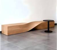 Banc en bois massif personnalisable pour salon de thé, café, centre commercial, hôtel, maison d'hôtes – Design minimaliste et moderne