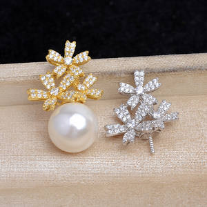 Pendentif flocon de neige à trois fleurs en argent 925, accessoire de bricolage, JG5856, base semi-finie plaquée or pour bijoux en perles - Product Image 1