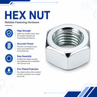 Mur Baut Hex Metrik Baja Karbon Berlapis Seng untuk Perbaikan/Penggantian Baut Roda Caster Peralatan & Perangkat Keras Industri