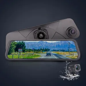 OEM/ODM 9.66 Inch GPS Function Night Vision Touch Screen Front And Rear Dual Camera Dash Cam Mirror With Special Bracket