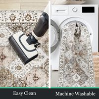 Maschinell Gefertigter Waschbarer Teppich Vintage Schlafzimmer Weicher Flacher Bedruckter Bodenteppich Persischer Wohnzimmer Heim-Dekor Teppich