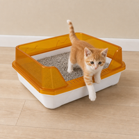 Bac à litière pour chat facile à nettoyer, en PP écologique et durable, avec un design semi-fermé