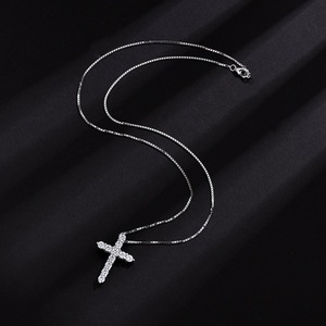925 Sterling Silver Cross Pendant Necklace Zircon Infinity Design Unisex Fashion Jewelry Gift - Product Image 4