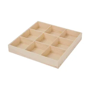 grid desktop storage Solid wooden box tray Cosmetics snacks chocolate storage tray candy tray