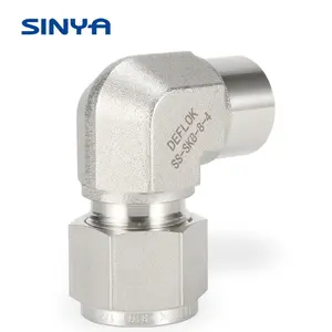 Double Ferrule Compression 90degree Tube Fittings Stainless Steel 316 6000psi Forged Body 1/2 Od Duplex Monel Female Elbow
