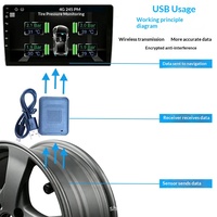 USB Android TPMS Système de surveillance de la pression des pneus 12V Capteurs internes 4 capteurs pour voiture Tpms