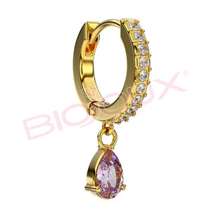 INES Violet 24mm Gp Pendientes de tuerca hipoalergénicos Pendientes de gota de moda para mujer - Product Image 1