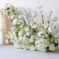 Fleurs artificielles blanches murales pour toile de fond de mariage, vente en gros, conception personnalisée, décoration événementielle, fournisseur d'usine, commande en gros