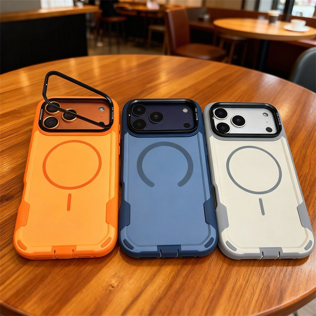 High Quality TPU PC 2 in 1 Hybrid Magnetic Shockproof Phone Case for iPhone 13 14 15 16 17 Pro Max,for Iphone17 case with Stand