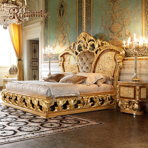 Letto King Size <span class=keywords><strong>in</strong></span> <span class=keywords><strong>Legno</strong></span> Intarsiato Fatto a Mano, Stile Francese di Lusso, con Contenitore, Ecologico e Confortevole, Popolare - Product Image 1