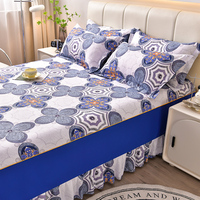 Falda de cama teñida lisa de poliéster 500TC respetuosa con la piel personalizada con volantes para todas las estaciones, ropa de cama para el hogar y el hotel