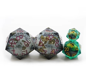 Dados Poliédricos de Resina con Núcleo Líquido Brillante Green <span class=keywords><strong>Goblin</strong></span>, Dados de Bordes Afilados para Juegos de Mesa RPG <span class=keywords><strong>DND</strong></span> Dungeons and Dragons - Product Image 1