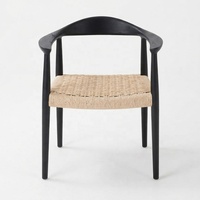 Chaise de salle à manger Kennedy en bois naturel et rotin, prix usine OEM/ODM, pour restaurant et café