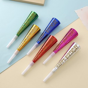 Cornes de fête brillantes en feuille métallique imprimées Joyeux Anniversaire, bruiteurs scintillants pour enfants, anniversaires, baby shower, mariages, fournitures de fête - Product Image 1
