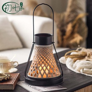 Porte-bougie en bambou, forme conique, fait main, pour la décoration de la maison - Product Image 4