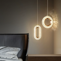 Lampe suspendue LED moderne simple minimaliste nordique en fer doré à hauteur réglable pour chambre principale éclairage de chevet tailles moyennes