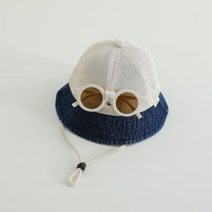 Sombrero de sol para niños con protección UV, tipo pescador, con <span class=keywords><strong>gafas</strong></span> de sol, ajustable, para bebés y niñas, UPF50+, sombreros de verano para niños - Product Image 5