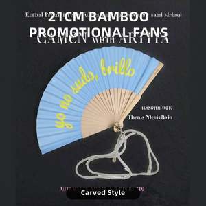 Abanicos Personalizados de Bambú de 21 cm con Asa, Estilo Vintage, Superficie de Tela Tradicional con Técnica de Tallado para Decoración del Hogar y Promocionales - Product Image 3