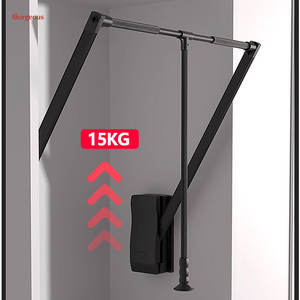 Magnifique tampon de tige de placard en aluminium silencieux et robuste réglable garde-robe ascenseur Rail organisateur système de rangement tige de suspension - Product Image 5