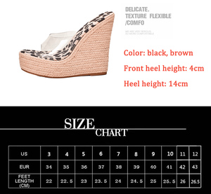 XSD Women's Summer Peep Toe Wedge Sandals <b>Height</b> <b>Increasing</b> Catwalk Anti-Slip Red Leopard Print Shoes PU <b>Insole</b> Outdoor Style - Product Image 6