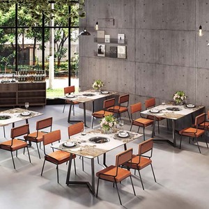 Lastra di roccia di lusso italiano moderno Hot Pot tavolo quadrato sedia combinazione High-End per <span class=keywords><strong>Bar</strong></span> e ristoranti commerciali - Product Image 5