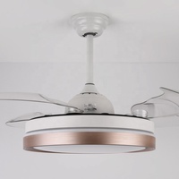 Ventilador de Techo Moderno con Motor DC, Luces LED y Control Remoto, 4 Aspas, para Hogar y Oficina