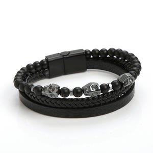 Fournisseur best-seller bracelet <span class=keywords><strong>Pierre</strong></span> naturelle bracelet en acier inoxydable Tigereye bracelet tête de mort pour homme - Product Image 1
