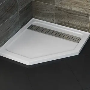 Diamond SS304 Cover ABS/Acrylic Corner White Shower Tray