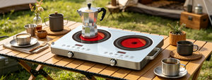 Cocina Eléctrica de Doble Zona con Infrarrojos Premium de 3500W, con Temporizador, Fácil de Limpiar, de Vidrio Cerámico - Product Image 5