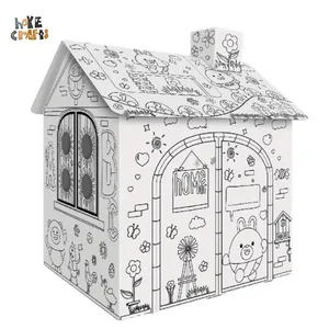 Hoye crafts diy cardboard playhouse toy kids paper crafts painting toy popular handmade 3d cardboard doodle toy