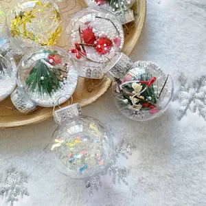 Wholesale hollow clear flat glass Xmas tree craft ball blank hanging glass ball Christmas tree disc baubles glass Christmas ball