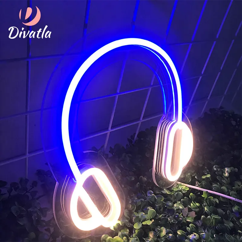 Divatla tùy biến thời trang & hợp thời trang cá nhân Tai nghe giải trí phòng tuyệt trang trí trong nhà Acrylic ánh sáng Neon dấu hiệu