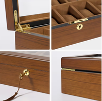 Boîte de rangement pour montre classique rectangulaire en bois massif pour homme avec couvercle en verre, boîte à bijoux décorative