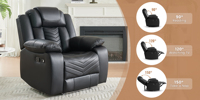 Canapé sectionnel multifonctionnel extensible en bois pour salon, fauteuil de cinéma motorisé, siège individuel, fauteuil de théâtre en cuir noir électrique