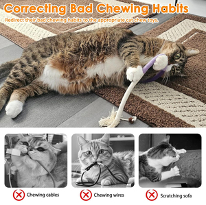 Giocattolo da Masticare per <span class=keywords><strong>Gatti</strong></span> in Cotone per la Pulizia dei Denti, Giocattoli Interattivi per Gattini per Deviare la Masticazione dalla Corda, Giocattolo da Masticare in Corda per <span class=keywords><strong>Gatti</strong></span> - Product Image 2